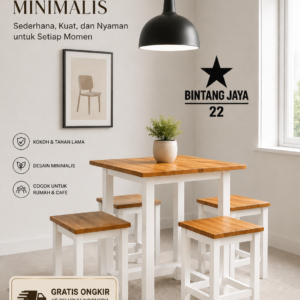 Meja Kursi Caffe Kayu Natural 4 Kursi Minimalis