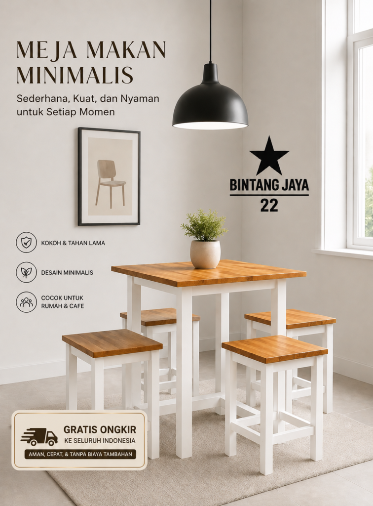 Meja Kursi Caffe Kayu Natural 4 Kursi Minimalis